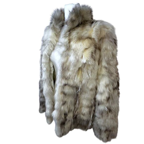 Vintage Genuine Finland FOX FUR Coat Medium Hong Kong Old Money Glamour Luxury - Picture 3 of 15